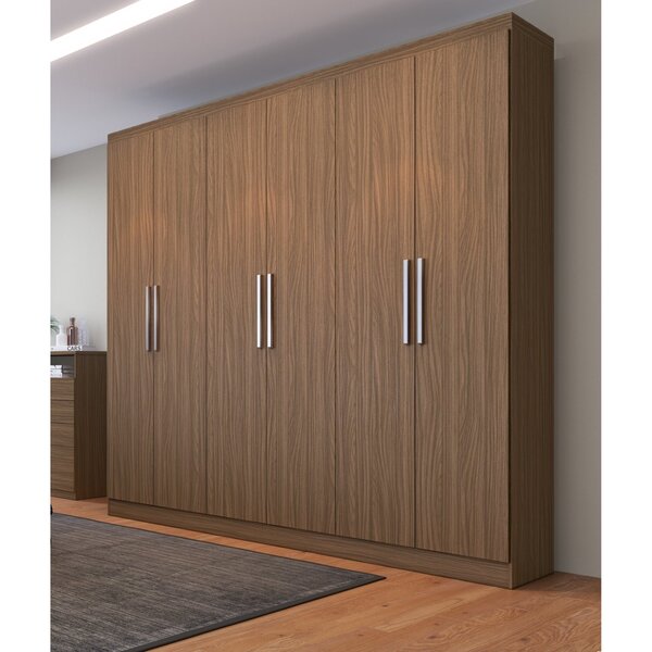 Guarda Roupa Casal 6 Portas 3 Gavetas Mônaco  Nogueira