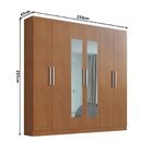 Guarda Roupa Casal 6 Portas 3 Gavetas Mônaco Com Espelho Verm