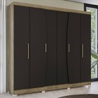 Guarda-roupa Casal 6 Portas 3 Gavetas Nogueira/preto Cbpm556