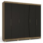Guarda-roupa Casal 6 Portas 3 Gavetas Nogueira/preto Cbpm556