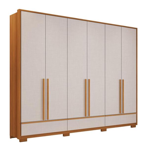 Guarda Roupa Casal 6 Portas 3 Gavetas Nt6035 Freijó/off White