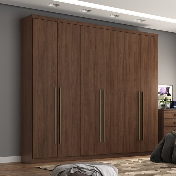 Guarda Roupa Casal 6 Portas 3 Gavetas Pérola  Castanho Hp