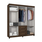 Guarda Roupa Casal 6 Portas 3 Gavetas Roupeiro Lion - Cacau /