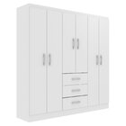 Guarda Roupa Casal 6 Portas 3 Gavetas Sevilha  Branco