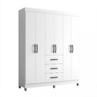Guarda Roupa Casal 6 Portas 3 Gavetas Sevilha Poquema