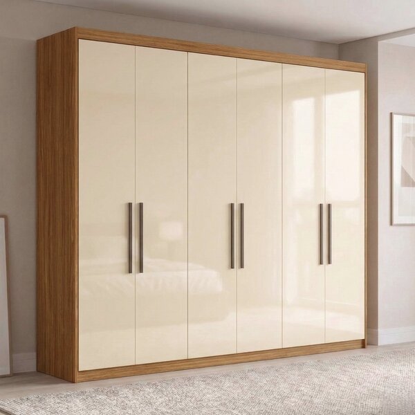 Guarda Roupa Casal 6 Portas 4 Gavetas 100% Mdf London Amêndol