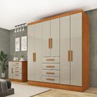 Guarda Roupa Casal 6 Portas 4 Gavetas 180cm Arizona   Cinamom