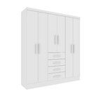 Guarda Roupa Casal 6 Portas 4 Gavetas 180cm Arizona   Neve