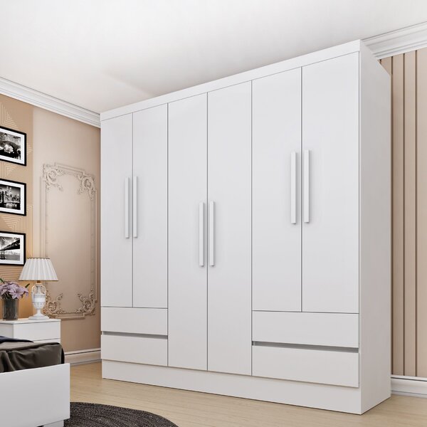 Guarda Roupa Casal 6 Portas 4 Gavetas 180cm Oregon