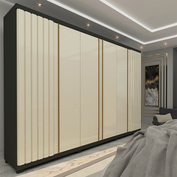 Guarda Roupa Casal 6 Portas 4 Gavetas Absolut New  Grafite/of