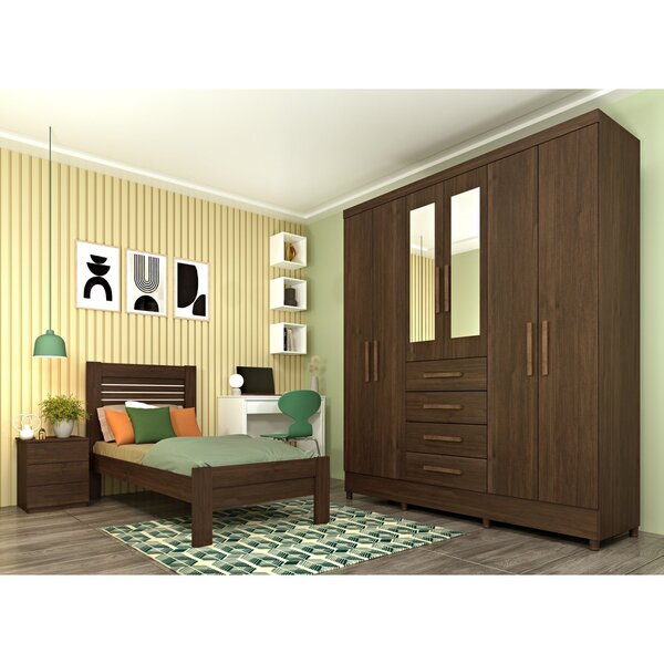Guarda Roupa Casal 6 Portas 4 Gavetas Arizona Cacau