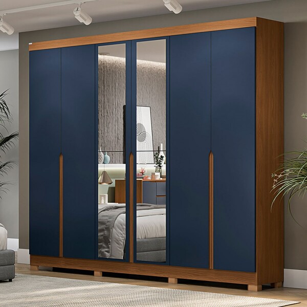 Guarda-roupa Casal 6 Portas 4 Gavetas Com Espelho Cb01r582 Ca