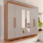 Guarda-roupa Casal 6 Portas 4 Gavetas Com Espelho Com Pés New