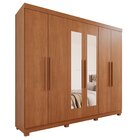 Guarda-roupa Casal 6 Portas 4 Gavetas Com Espelho Com Pés New