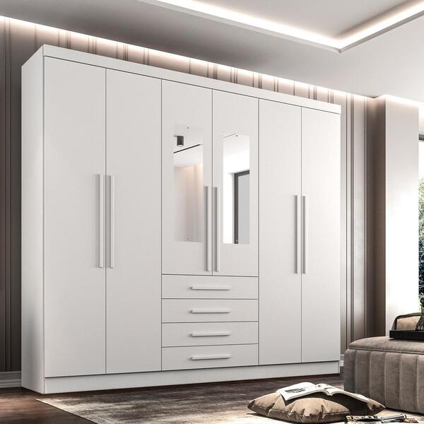 Guarda Roupa Casal 6 Portas 4 Gavetas Com Espelho Lisboa Sall