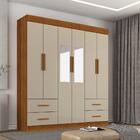 Guarda-roupa Casal 6 Portas 4 Gavetas Com Espelho New Verona