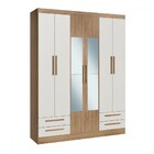 Guarda-roupa Casal 6 Portas 4 Gavetas Com Espelho Wood/branco