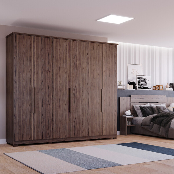 Guarda Roupa Casal 6 Portas 4 Gavetas Com Pés Itaunas Panan