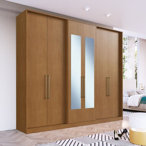 Guarda Roupa Casal 6 Portas 4 Gavetas Escócia Com Espelho Car