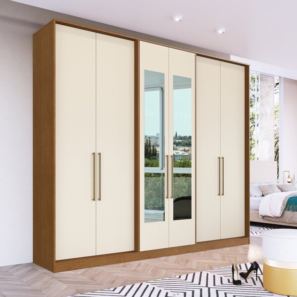 Guarda Roupa Casal 6 Portas 4 Gavetas Escócia Com Espelho Car