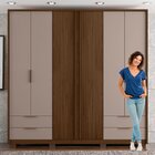 Guarda Roupa Casal 6 Portas 4 Gavetas Externas Com Pés E Puxa