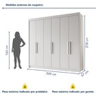Guarda Roupa Casal 6 Portas 4 Gavetas Miami 100% Mdf Branco
