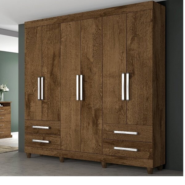 Guarda Roupa Casal 6 Portas 4 Gavetas Nice Made Marcs Braúna
