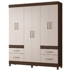 Guarda Roupa Casal 6 Portas 4 Gavetas Poema D02 Ebano/off Whi