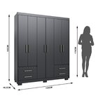 Guarda Roupa Casal 6 Portas 4 Gavetas Primacy   Black