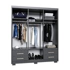 Guarda Roupa Casal 6 Portas 4 Gavetas Primacy   Black