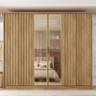 Guarda Roupa Casal 6 Portas 4 Gavetas Ripadas Com Espelho Sub