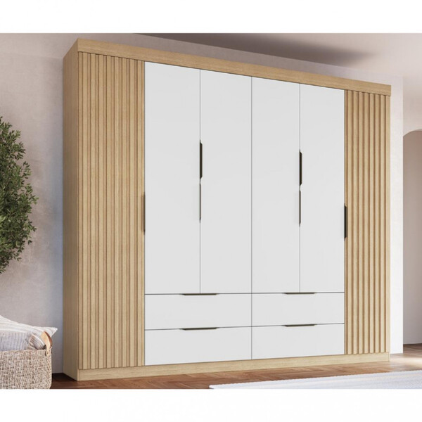 Guarda Roupa Casal 6 Portas 4 Gavetas Ripado Vegas Faimec