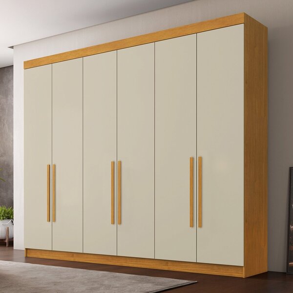 Guarda Roupa Casal 6 Portas 4 Gavetas Roma Cinamomo/off White