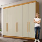 Guarda Roupa Casal 6 Portas 4 Gavetas Roma Cinamomo/off White