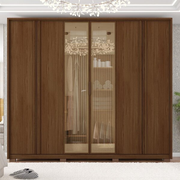 Guarda Roupa Casal 6 Portas 4 Gavetas Suburban Reflex Havana