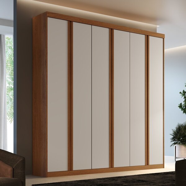 Guarda Roupa Casal 6 Portas 4 Gavetas Tulum  Imbuia/off White