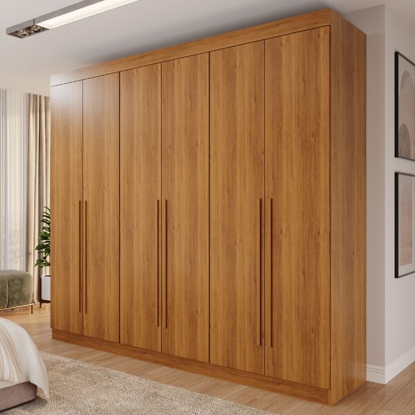 Guarda Roupa Casal 6 Portas 4 Gavetas Uberaba 100% Mdf Cinamo
