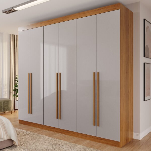 Guarda Roupa Casal 6 Portas 4 Gavetas Uberaba 100% Mdf Cinamo