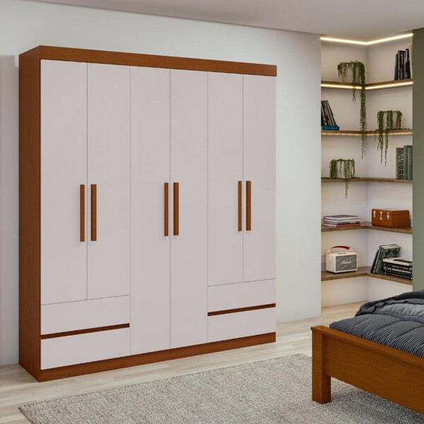 Guarda Roupa Casal 6 Portas 4 Gavetas Zeus Lopas