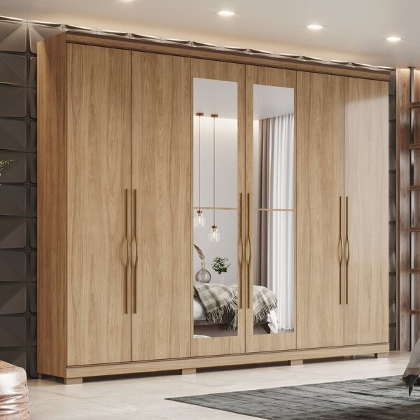 Guarda-roupa Casal 6 Portas 5 Gavetas Com Espelho Titanium Je