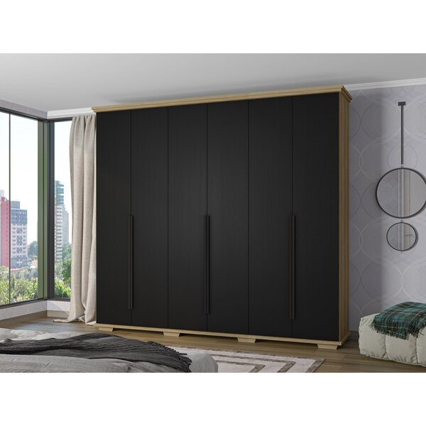 Guarda Roupa Casal 6 Portas 5 Gavetas Everest Max Freijó/preto