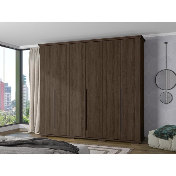 Guarda Roupa Casal 6 Portas 5 Gavetas Everest Max Nogueira