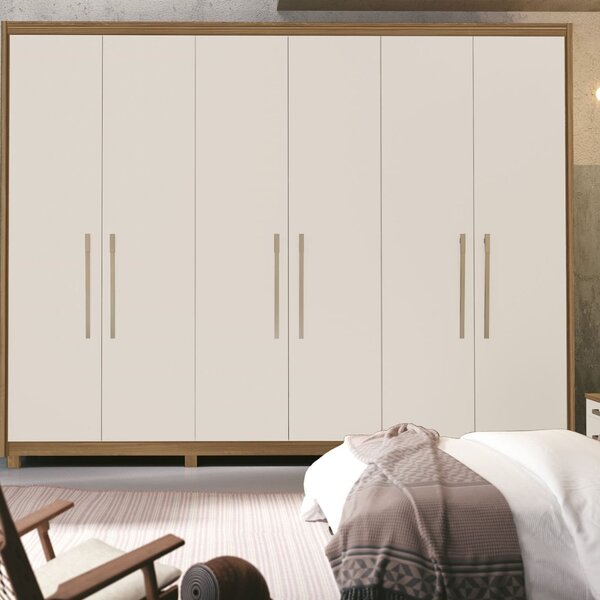 Guarda Roupa Casal 6 Portas 5 Gavetas Murano Plus  Freijó/off