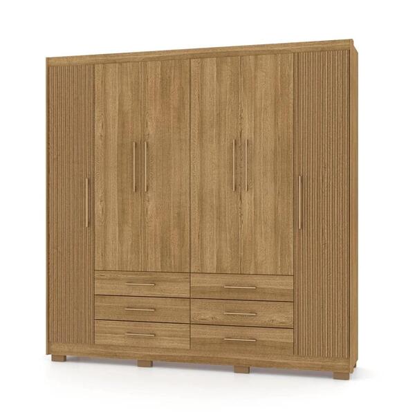 Guarda Roupa Casal 6 Portas 6 Gavetas 223cm Quebec V02 Nature