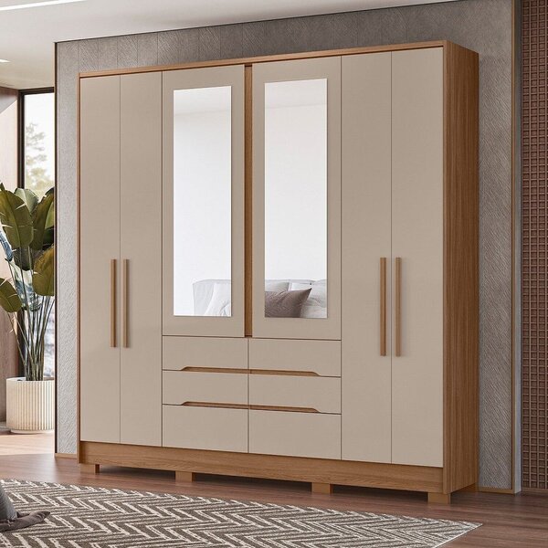 Guarda Roupa Casal 6 Portas 6 Gavetas 2 Espelhos E Pés San Fr