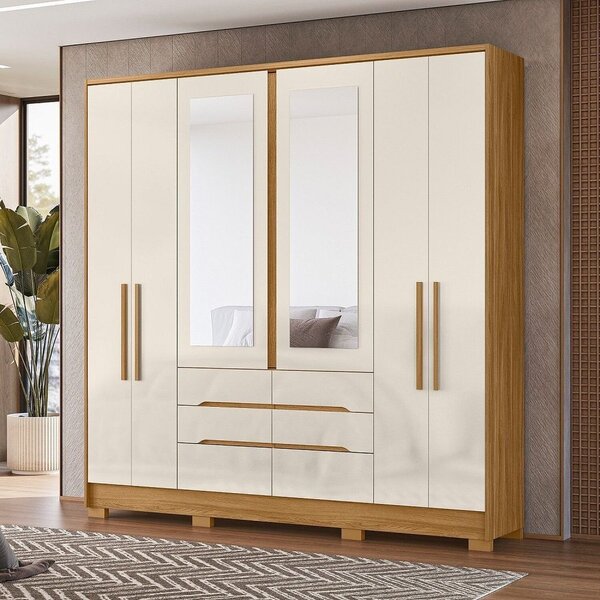 Guarda Roupa Casal 6 Portas 6 Gavetas 2 Espelhos E Pés San Fr