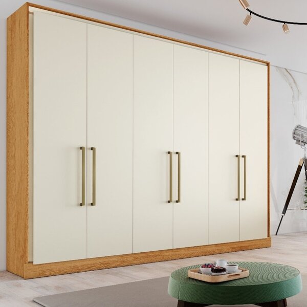 Guarda Roupa Casal 6 Portas 6 Gavetas  Peroba/off White