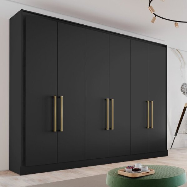 Guarda Roupa Casal 6 Portas 6 Gavetas  Preto/off White