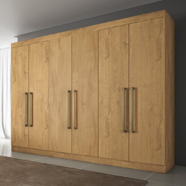 Guarda Roupa Casal 6 Portas 6 Gavetas Bergone  Amêndoa