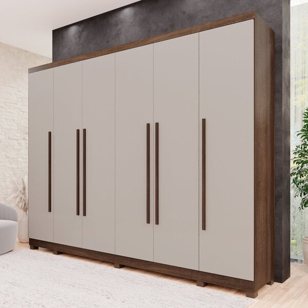 Guarda-roupa Casal 6 Portas 6 Gavetas Com Pés Angra Imbuia/of